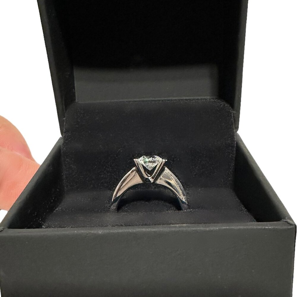 Natural Diamond 14k White Gold Tension Band Engagement Ring